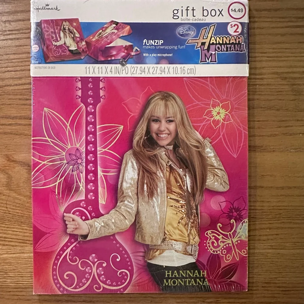 NOS Vintage Disney Hannah Montana Miley Cyrus Hallmark Gift Box Set 11x11x4